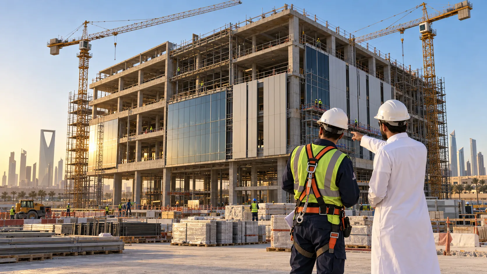 General contracting company managing a commercial construction project in Saudi Arabia